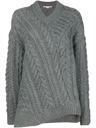 Stella Mccartney Off-centre Cable Knit Sweater In Grey