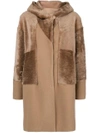 DROME hooded mid fur coat