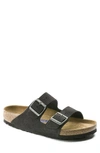 Birkenstock Suede Soft Footbed Arizona Sandals In Grau