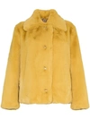 BURBERRY BURBERRY FAUX FUR SINGLE-BREASTED JACKET - YELLOW