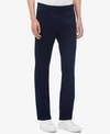 Calvin Klein Men's Slim-fit Stretch Blue/charcoal Birdseye Suit Pants In Royal Navy
