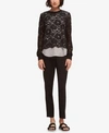 DKNY LAYERED-LOOK LACE STRIPED TOP, CREATED FOR MACY'S