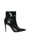 BALMAIN BLACK VINYL ANKLE BOOTS,10685749