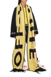 Off-white Logo-intarsia Wool Knit Oversized Scarf In Giallo