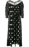 MARC JACOBS LACE-TRIMMED PLEATED POLKA-DOT CREPE-DE-CHINE MIDI DRESS,10685269