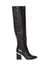 VIC MATIE BLACK LEATHER STOVE PIPE BOOTS WITH SUSPENDED HEEL,10686046