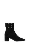 Saint Laurent Charlie Buckled Suede Ankle Boots In Nero