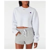 Champion Women's Reverse Weave Crop Crewneck Sweatshirt In White