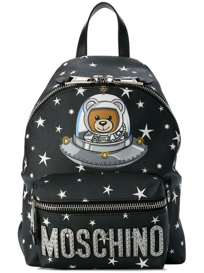 Moschino X Playboy Large Bunny Bear Woven Backpack - Black In Multi