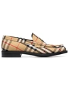 BURBERRY BURBERRY VINTAGE CHECK COTTON PENNY LOAFERS - YELLOW