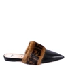 FENDI FENDI FUR TRIMMED LEATHER MULES