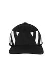 OFF-WHITE DIAGONAL COTTON CAP,10686381