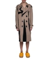 MAISON MARGIELA BEIGE FLOCKED COTTON TRENCH COAT,10686409