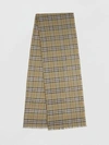 BURBERRY Metallic Vintage Check Wool Silk Blend Scarf,40801111