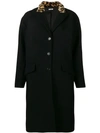 MIU MIU MIU MIU FAUX-FUR COLLAR COAT - BLACK