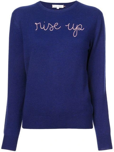 Lingua Franca Rise Up Embroidered Jumper In Blue