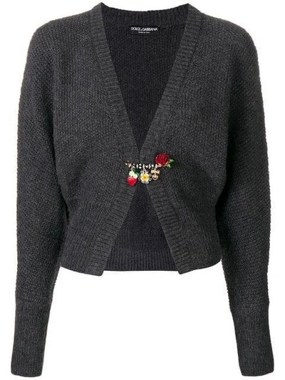 Dolce & Gabbana Safety Pin Wool-blend Cardigan In Grey