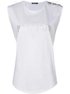 Balmain Logo Vest Top In White