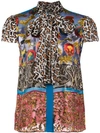 ALICE AND OLIVIA MULTI-PRINT BLOUSE