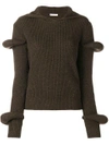 Jw Anderson Hooded Ribbed Wool And Alpaca-blend Sweater In Green