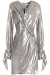 Iro Anabela Twisted Lam Mini Dress In Silver