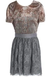 VALENTINO EMBELLISHED EMBROIDERED SILK-TULLE AND LACE MINI DRESS,3074457345623328691