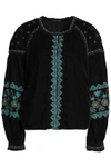 ANTIK BATIK WOMAN EMBROIDERED VELVET JACKET BLACK,GB 1016843419833439