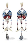 VALENTINO GARAVANI VALENTINO GARAVANI WOMAN GOLD-TONE, FEATHER, BEAD AND CRYSTAL EARRINGS MULTICOLOR,3074457345619136145