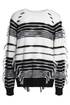 ANTIK BATIK WOMAN FRINGE-TRIMMED STRIPED KNITTED jumper WHITE,GB 1016843419840376