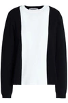 VALENTINO WOMAN PLEATED TWO-TONE KNITTED SWEATER BLACK,GB 6200568457318696