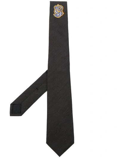 Gucci Logo Patch Tie In Grey
