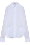 BRUNELLO CUCINELLI Layered silk-chiffon and cotton-blend poplin shirt,US 1016843419924862