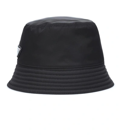 Prada Re-nylon And Denim Bucket Hat In Black