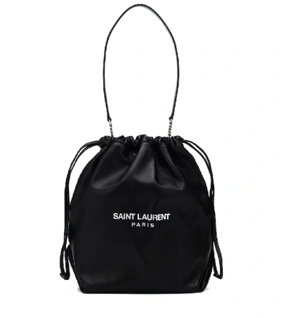 Saint Laurent Teddy Printed Leather Bucket Bag In Rosa