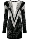 BALMAIN embellished chevron short dress