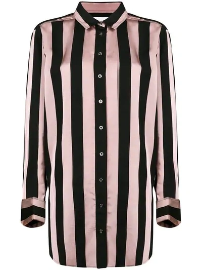 Marques' Almeida Embellished Striped Satin-twill Shirt In Pastel Pink
