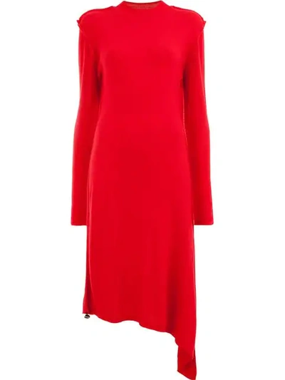 Aalto Asymmetrical Midi Dress In Red