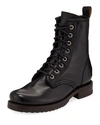 Frye Veronica Leather Combat Booties In Black