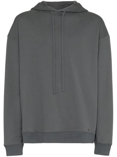 Raf Simons Printed Cotton-jersey Hooded Sweatshirt In Grey