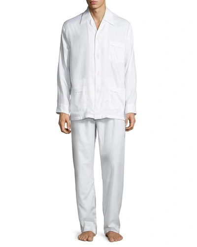 Derek Rose Men's Lombard 6 Cotton Pajamas In White