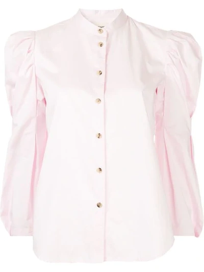 Khaite Puff Shoulder Cotton Poplin Blouse In Pink