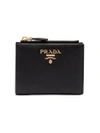 Prada Small Leather Logo Wallet - Black In Black
