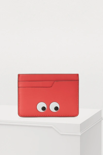 Anya Hindmarch Leather Mini Eyes Card Holder In Pink