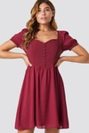 TRENDYOL BUTTON DETAILED MINI DRESS - RED