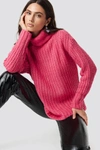 TRENDYOL HIGH NECK POLO SWEATER - PINK