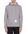 THOM BROWNE GREY COTTON CENTER BACK STRIPE HOODIE,10686987