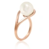 Neola Aurea Rose Gold Ring With White Freshwater Pearl In Gold