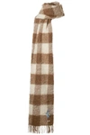 GUCCI Fringed checked knitted scarf