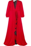 GUCCI Ruffled hammered-satin gown