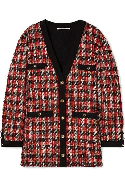 Alessandra Rich Oversized Bouclé-tweed Cardigan In Red